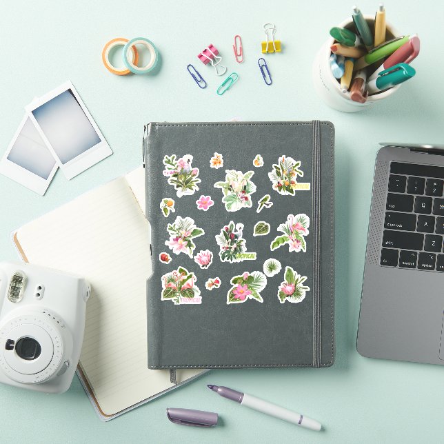 Set von tropischen Blume, Blätter aus Palmen und V Aufkleber (iPad Hülle)