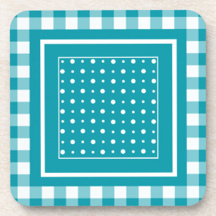 Set von Untersetzer, Aquamarinen Karo Gingham und  Untersetzer