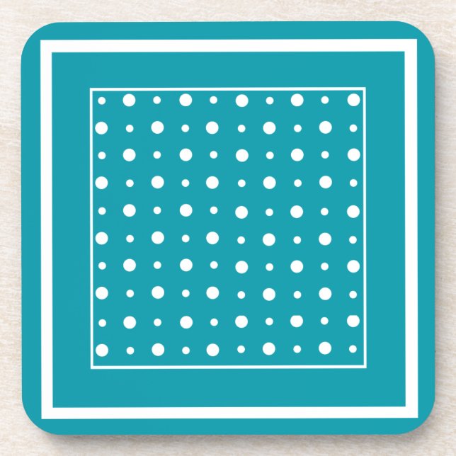 Set von Untersetzer, Polka Dots, weiß auf Aquamari Untersetzer (Vorderseite)
