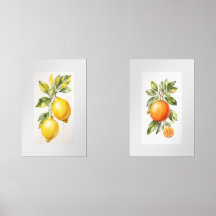 Set von zwei Wall Art Aquarell Fruchtdrucken