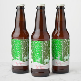 Set Weißer Reinder bearbeiten Name Grün Bierflaschenetikett