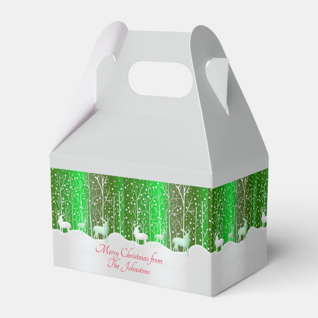 Set Weißer Reinder bearbeiten Name Grün Geschenkschachtel (Vorderseite)