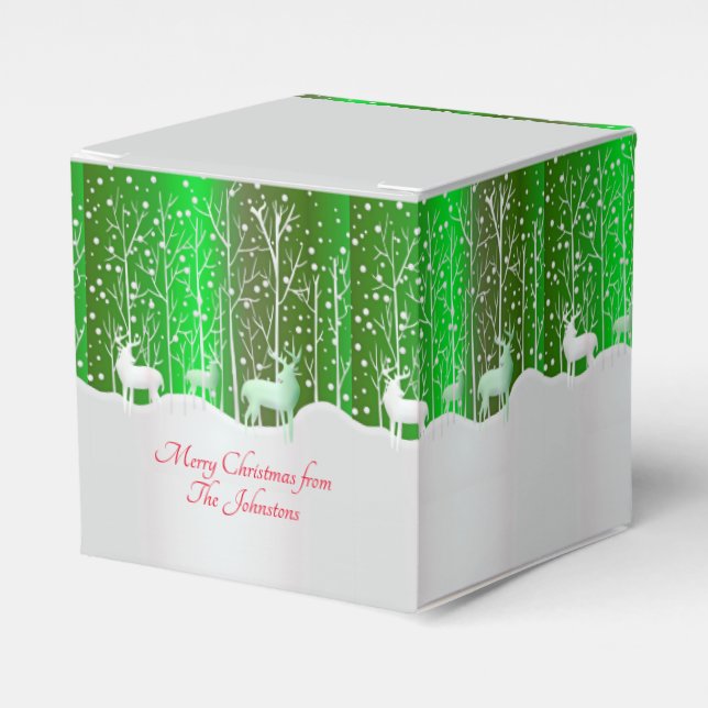 Set Weißer Reinder bearbeiten Name Grün Geschenkschachtel (Vorderseite)