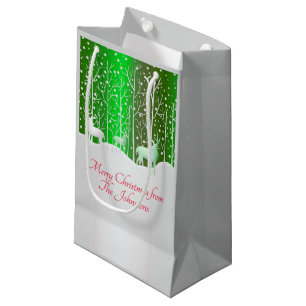 Set Weißer Reinder bearbeiten Name Grün Kleine Geschenktüte