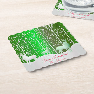 Set Weißer Reinder bearbeiten Name Grün Untersetzer