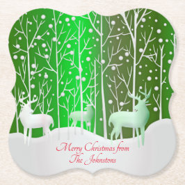 Set Weißer Reinder bearbeiten Name Grün Untersetzer