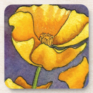 Set "Yellow Poppy" (Blumenmohn) Getränkeuntersetzer