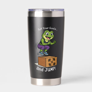 Set Your Goals and Jump – Female Frog Workout Thermobecher
