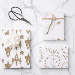 Set zum Thema "Weltraum" Geschenkpapier Set