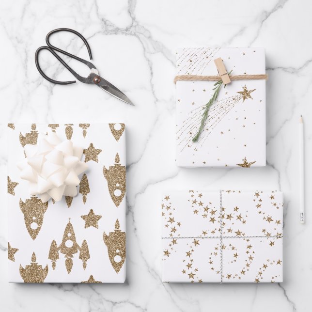 Set zum Thema "Weltraum" Geschenkpapier Set (Vorderseite)