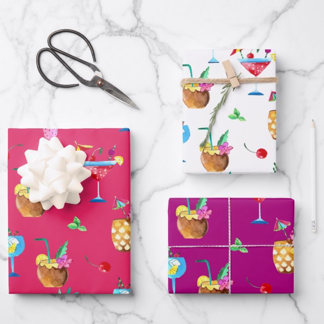 Set zum Umpacken von fruchtigen tropischen Getränk Geschenkpapier Set (Vorderseite)