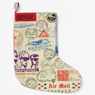 Set zur Dekoration der Vintagen Briefmarke Kleiner Weihnachtsstrumpf