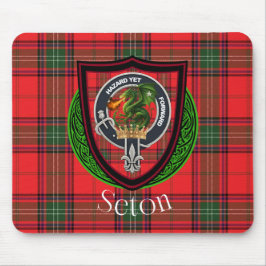 Seton Scottish Clan Tartan and Crest  Mousepad
