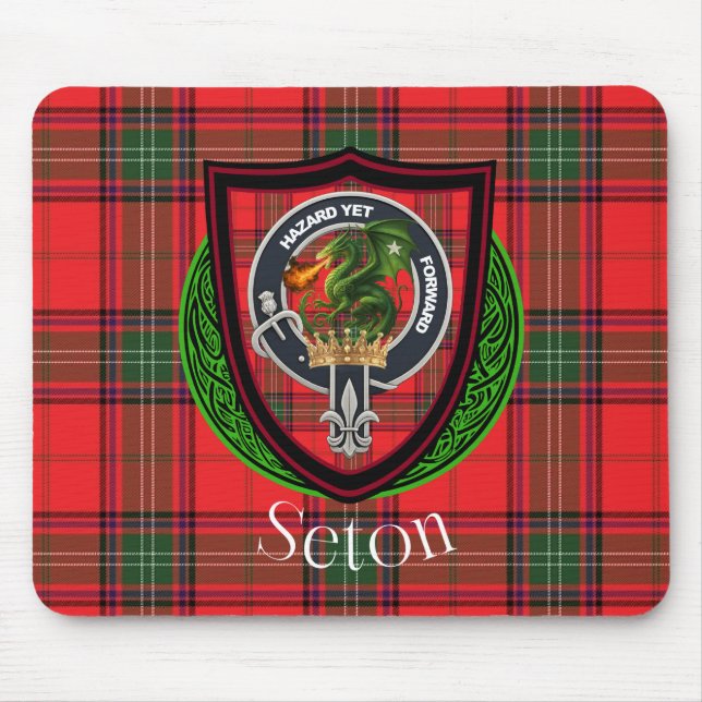 Seton Scottish Clan Tartan and Crest  Mousepad (Vorne)