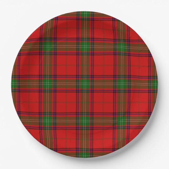 Seton tartan rot kariert pappteller (Vorderseite)