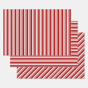 Sets aus rotem weißem Pfefferminzstreifen Geschenkpapier Set