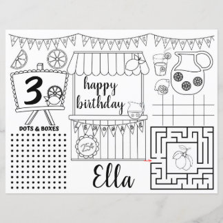 Sets de table de limonade, feuille d'activité de l