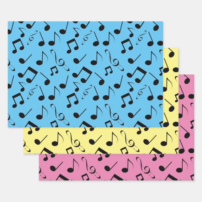 Sets für das Design von schwarzen Noten Geschenkpapier Set (Set)
