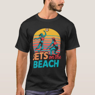 Sets im Beach Sunset Volleyball Team Mate Spor T-Shirt