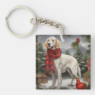 Setter anglais dans la neige de Noël