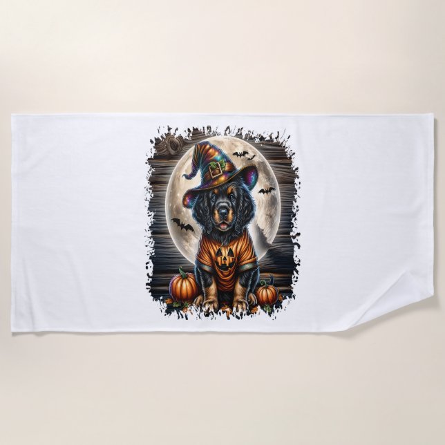 Setter Dog Halloween Square Strandtuch (Vorderseite)