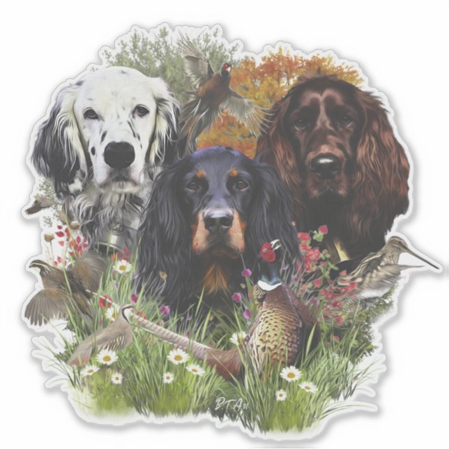 Setter-Familie Aufkleber (Vorderseite)