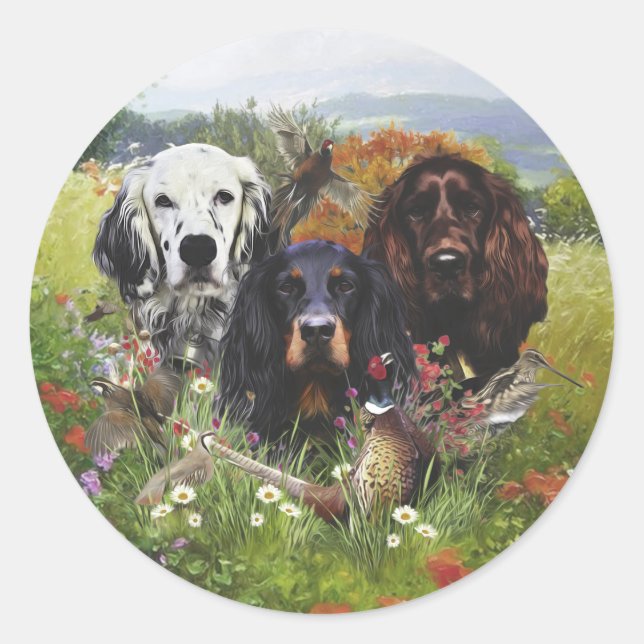 Setter-Familie Runder Aufkleber (Vorderseite)