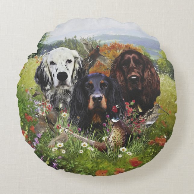 Setter-Familie Rundes Kissen (Vorderseite)