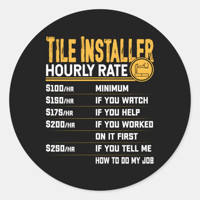 Setter für den Tile Installer Stundensatz Runder Aufkleber (Vorderseite)