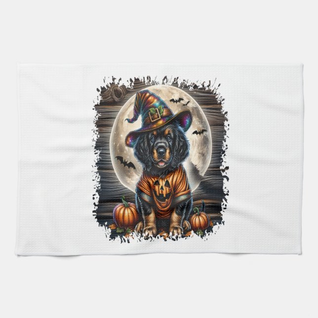 Setter-Hund Halloween-Quadrat Geschirrtuch (Horizontal)