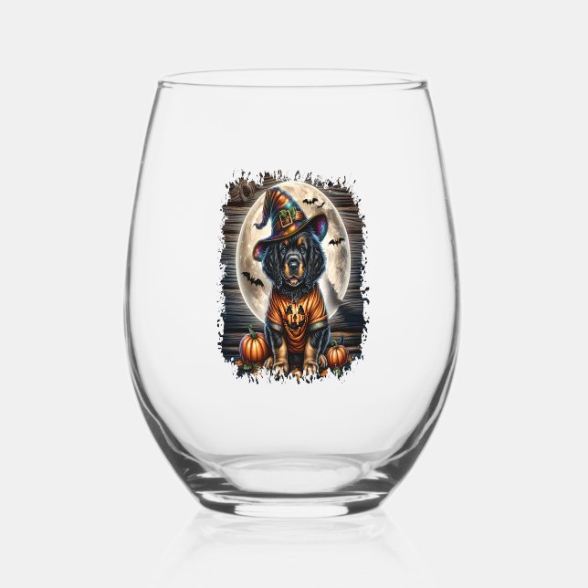 Setter-Hund Halloween-Quadrat Weinglas Ohne Stiel (Vorderseite)