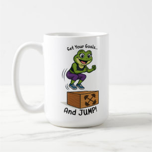 Setze deine Ziele und springe – Weibliches Frosch- Kaffeetasse