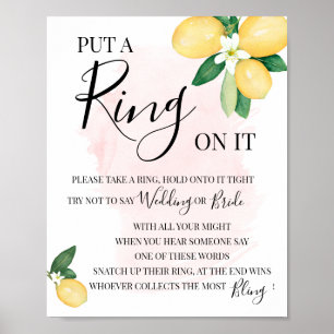 Setze einen Ring auf Lemons Pink Brautparty-Spiel Poster