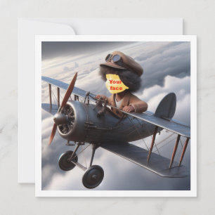 Setze mein Gesicht auf das Bild, fliegendes Flugze Karte