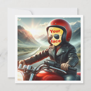 Setze mein Gesicht auf das Bild, Kind fährt Motorr Karte