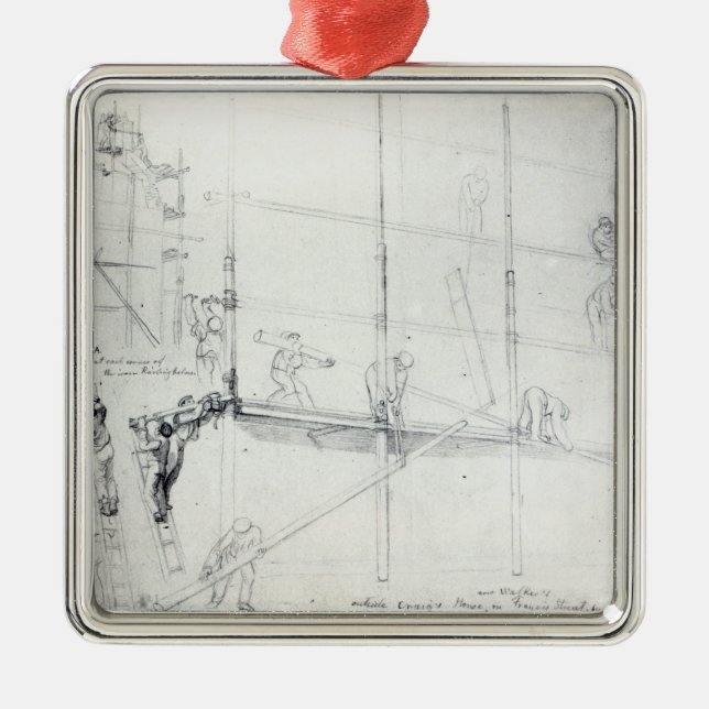 Setzen herauf Baugerüst außerhalb Craig Hauses Silbernes Ornament (Vorne)