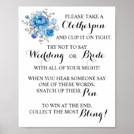 Setzen Sie ein Clothespin-Brautparty-Spielzeichen Poster