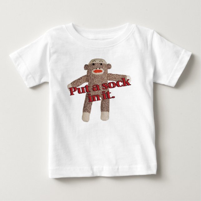 setzen Sie eine Socke in sie ein Baby T-shirt (Vorderseite)
