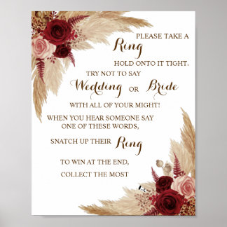 Setzen Sie einen Ring auf Pampas Brautparty Game S Poster