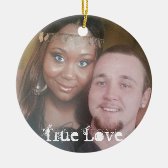 Setzen Sie Ihr wahres Liebe-Foto auf eine Keramik Ornament (Vorne)