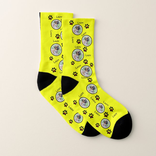 Setzen Sie Ihren Hund auf Socken - Name & Dog Foto (Paar)