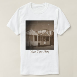 Setzen Sie Küste-Foto Sepia blaue Himmel der T-Shirt