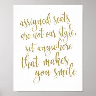 Setzen Sie sich überall hin, wo Sie Lächeln Glitze Poster
