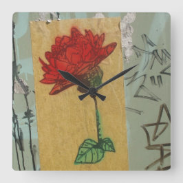 Setzen Sie Zeit fest, um die Rosengraffiti-Uhr zu Quadratische Wanduhr