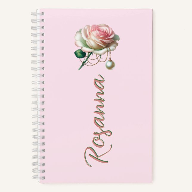Seufzer des Juni – Rose-&-Perlen-Lesezeichen Notizbuch (Vorderseite)