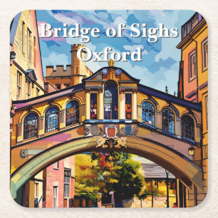 Seufzerbrücke in Oxford Gouache Malerei Rechteckiger Pappuntersetzer