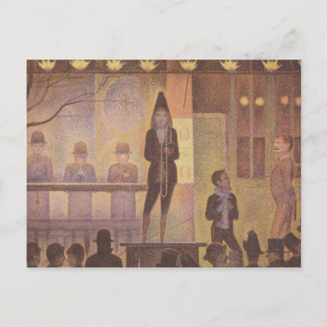 Seurat-Malerei - Die Zirkusparade Postkarte (Vorderseite)