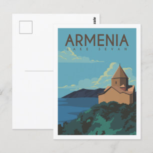 Sevansee Armenien Reiseort Illustration Postkarte
