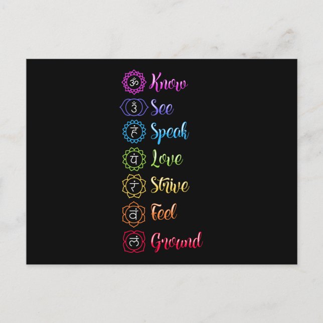 Seven Chakra Om Yoga Postkarte (Vorderseite)