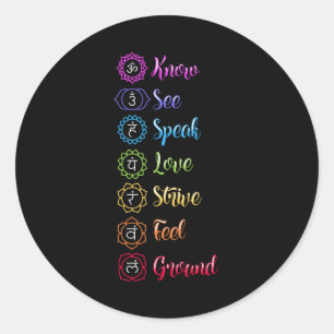 Seven Chakra Om Yoga Runder Aufkleber
